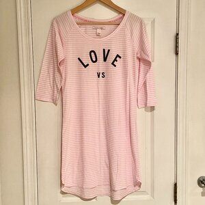 Victoria's Secret Pink & White Stripe Cotton "Love" Sleepshirt - NWOT